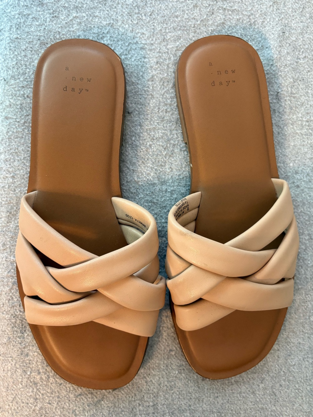 a new day Beige Braided Slide Sandals Size 9